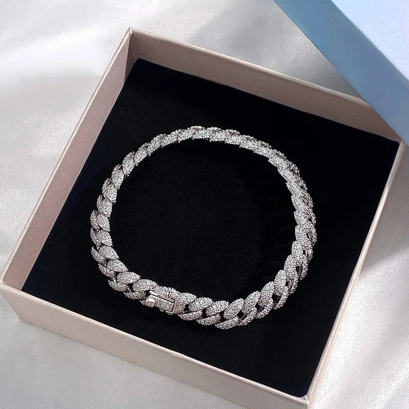 Smyoue 18k Gold Plated Cuban Bracelet for Women Men High Carbon Diamond Bracelet 925 Sterling Silver Jewelry Hip Hop Link Chain