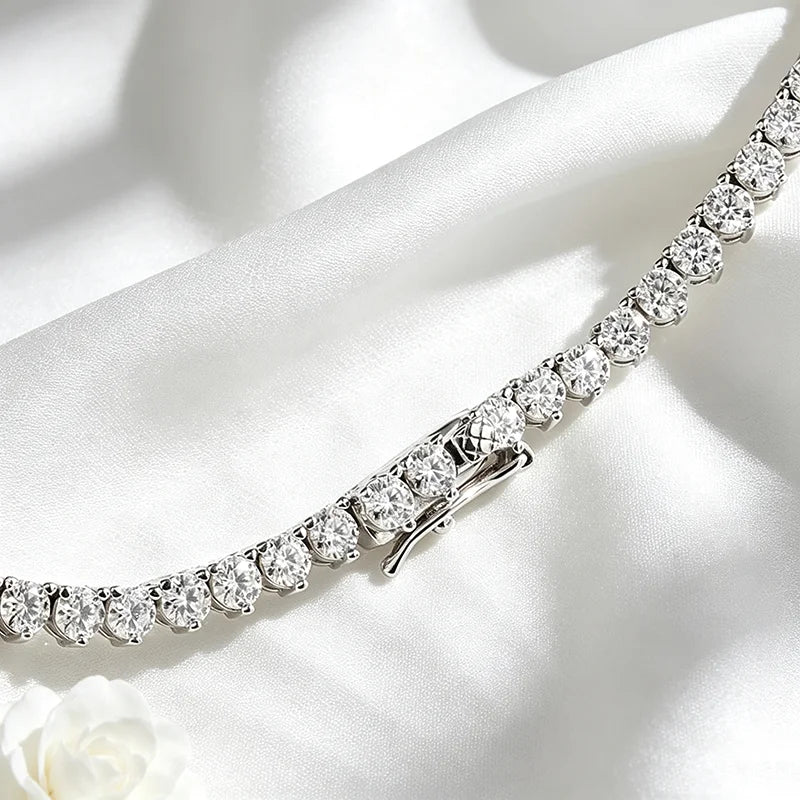 Smyoue 3 Claws Gradient Moissanite Tennis Necklace for Women Sparkling Full Diamond Luxury Jewelry Sterling Silver 925 Chain