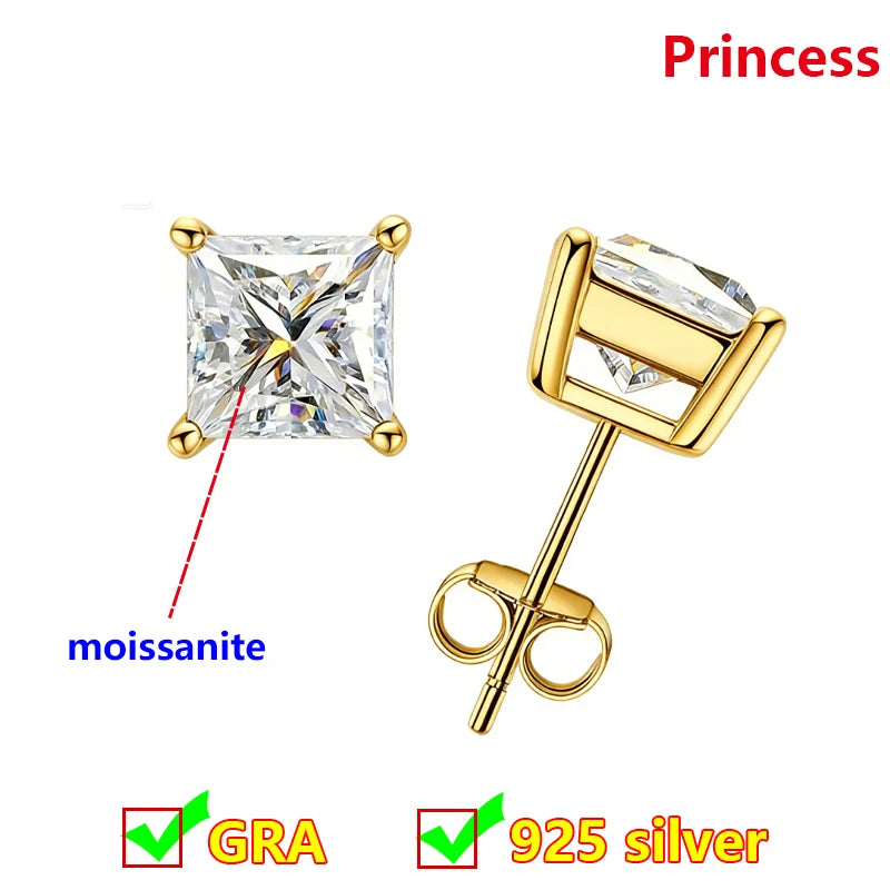 Premium 0.5ct-2ct Moissanite Earring For Women Classic Original 925 Sterling Silver Jewelry Moissanite Diamond Stud Earring