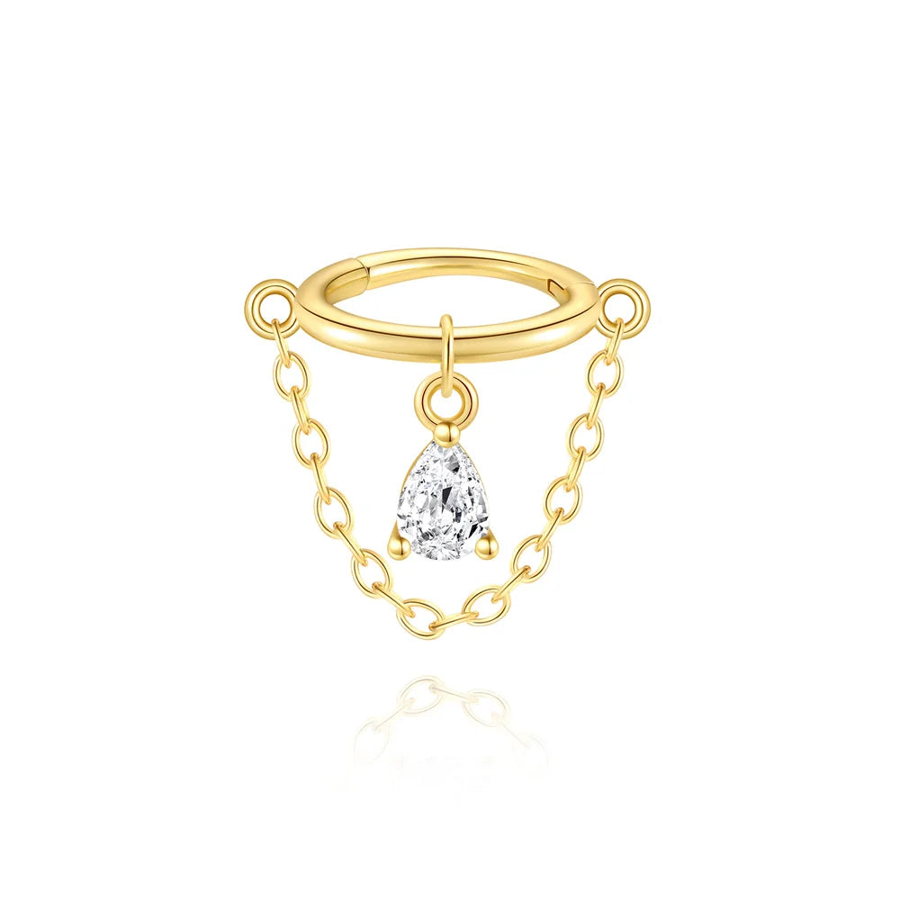 AIDE 1pcs 925 Sterling Silver Zircon Earring For Women Chain Cuffs Earring Pendientes Brincos Aretes Fine Jewelry Party Gifts