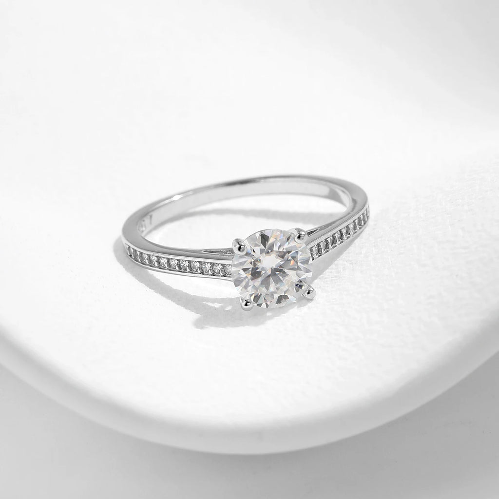 MODIAN D Color Lab Diamond 1CT Moissanite Ring For Women 925 Sterling Silver Classic Wedding Engagement Band Jewelry Gifts