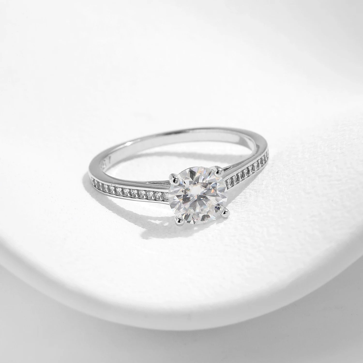 MODIAN D Color Lab Diamond 1CT Moissanite Ring For Women 925 Sterling Silver Classic Wedding Engagement Band Jewelry Gifts