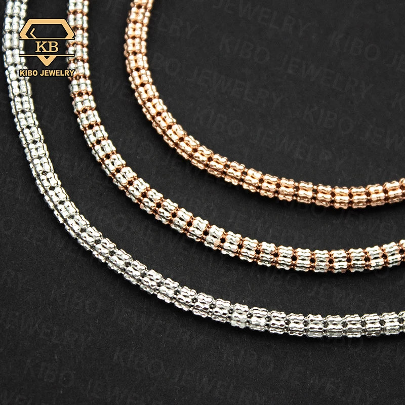 Kibo Jewelry 925 Luxury Quality Jewelry 925 Sterling Silver 3.4mm Moon Ice Chain Necklace