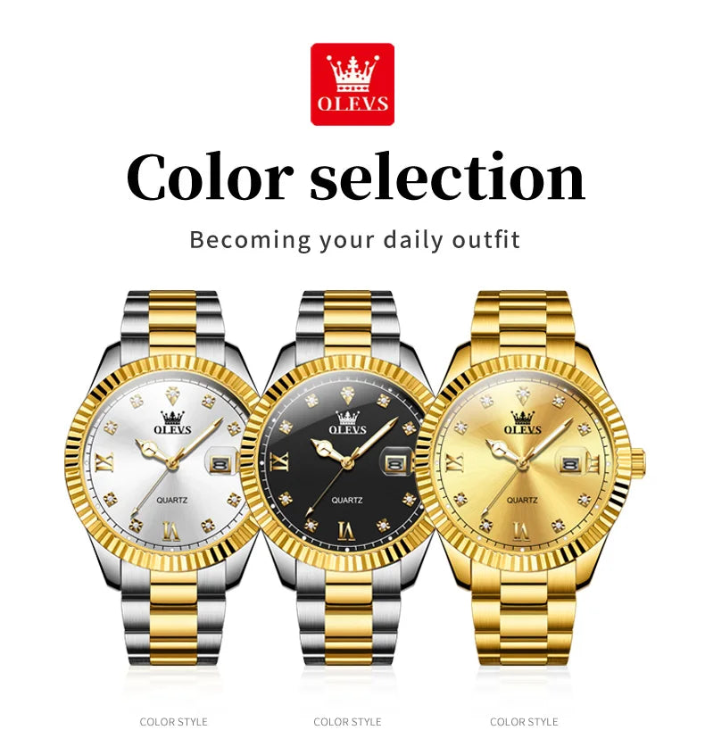 OLEVS 3623  Mens Watch Original Business Luxury Simple Brand Quartz Watch Waterproof Luminous Watch For Man Automatic Date Reloj