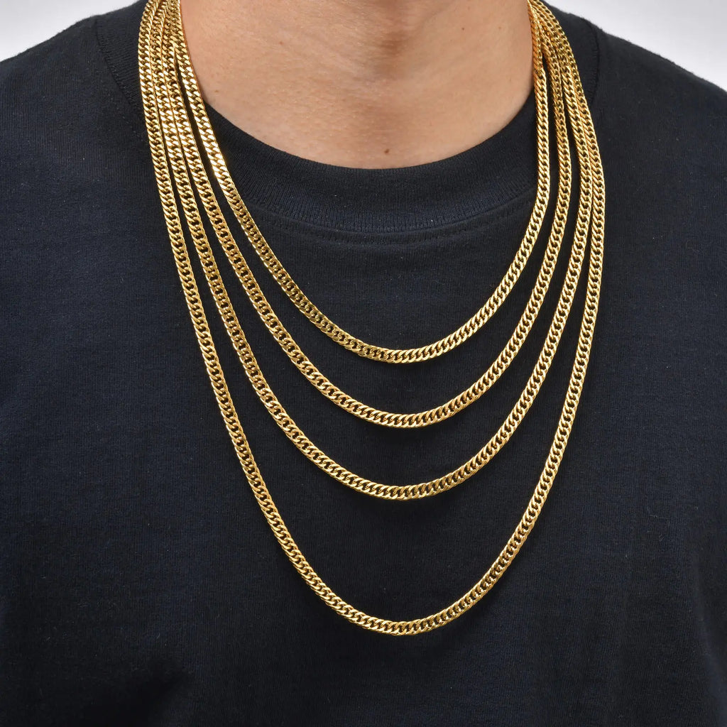 Punk Classic 3/5/7/9mm Width Cuban Chain Stainless Steel Necklace for Men Male Hip Hop Jewelry Accessories 50cm 55cm 60cm 70cm