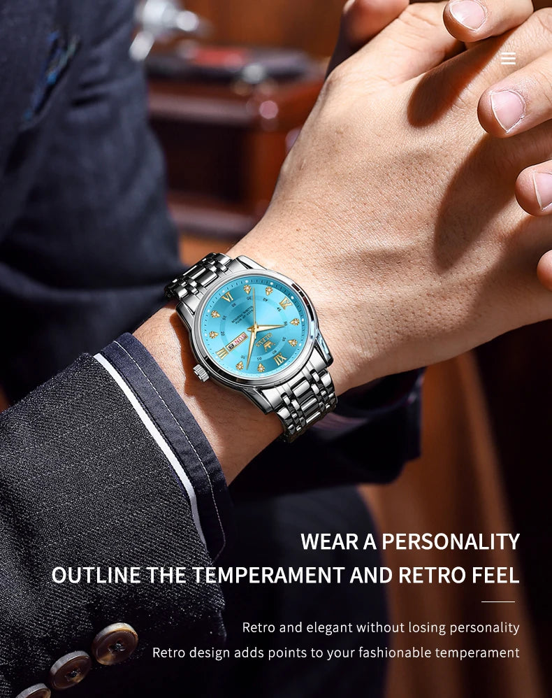 OLEVS Top Brand Quartz Watch for Men Classic Business Men's Wristwatch Dual Calendar Waterproof Men's Watches (Exclusive New)