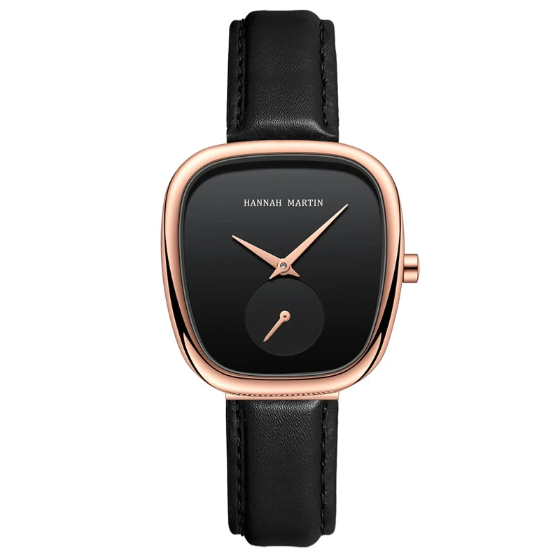 HANNAH MARTIN Brand Original Luxury Women Watch Rose Gold Fashion Stainless Steel Quartz Movement Waterproof Women Dress Watches