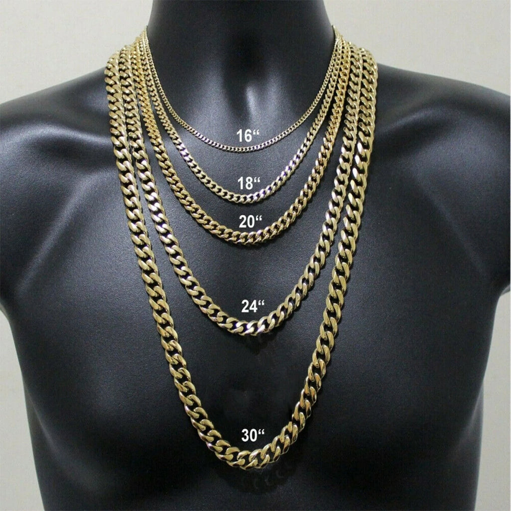 Curb Cuban Chain Necklace for Men Women Punk Stainless Steel Curb Link Chain Choker Necklace 3mm/5mm/7mm/9mm/11mm
