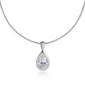 KNOBSPIN 3ct Pear Cut Moissanite Pendant Necklaces for Women Wedding Solitaire s925 Sterling Silver 1.5mm Choker Chain Necklace