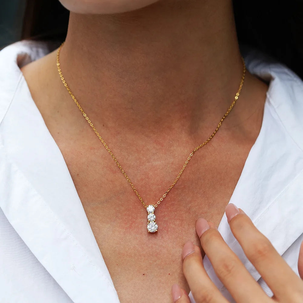 Luxury 100% Real 18k Gold Women's Diamond Pendant Sansheng III 2 karat Moissanite Pendant Necklace