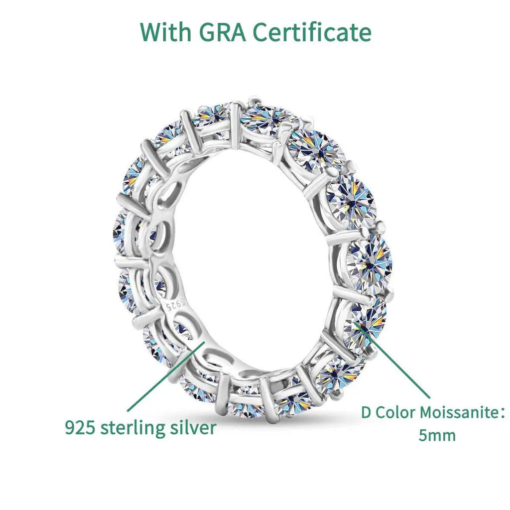 5mm 7ct Colorful Moissanite Ring 925 Sliver Plated With White Gold Wedding Band Eternity Band Engagement Rings For Women Jewelry