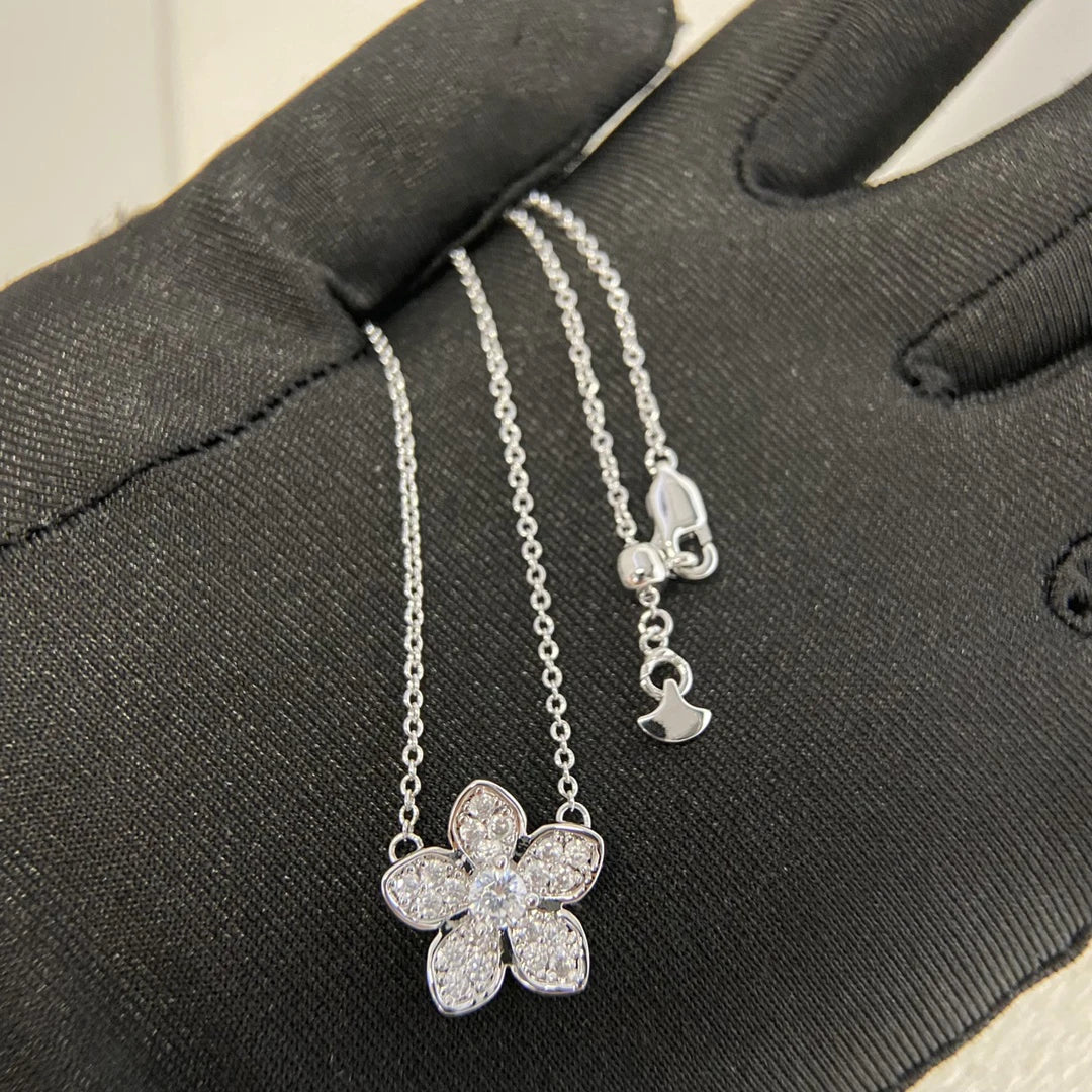 S925 Silver Women's Necklace, Fashionable Design Pentagram and Butterfly Pendant Necklace, Holiday Gift