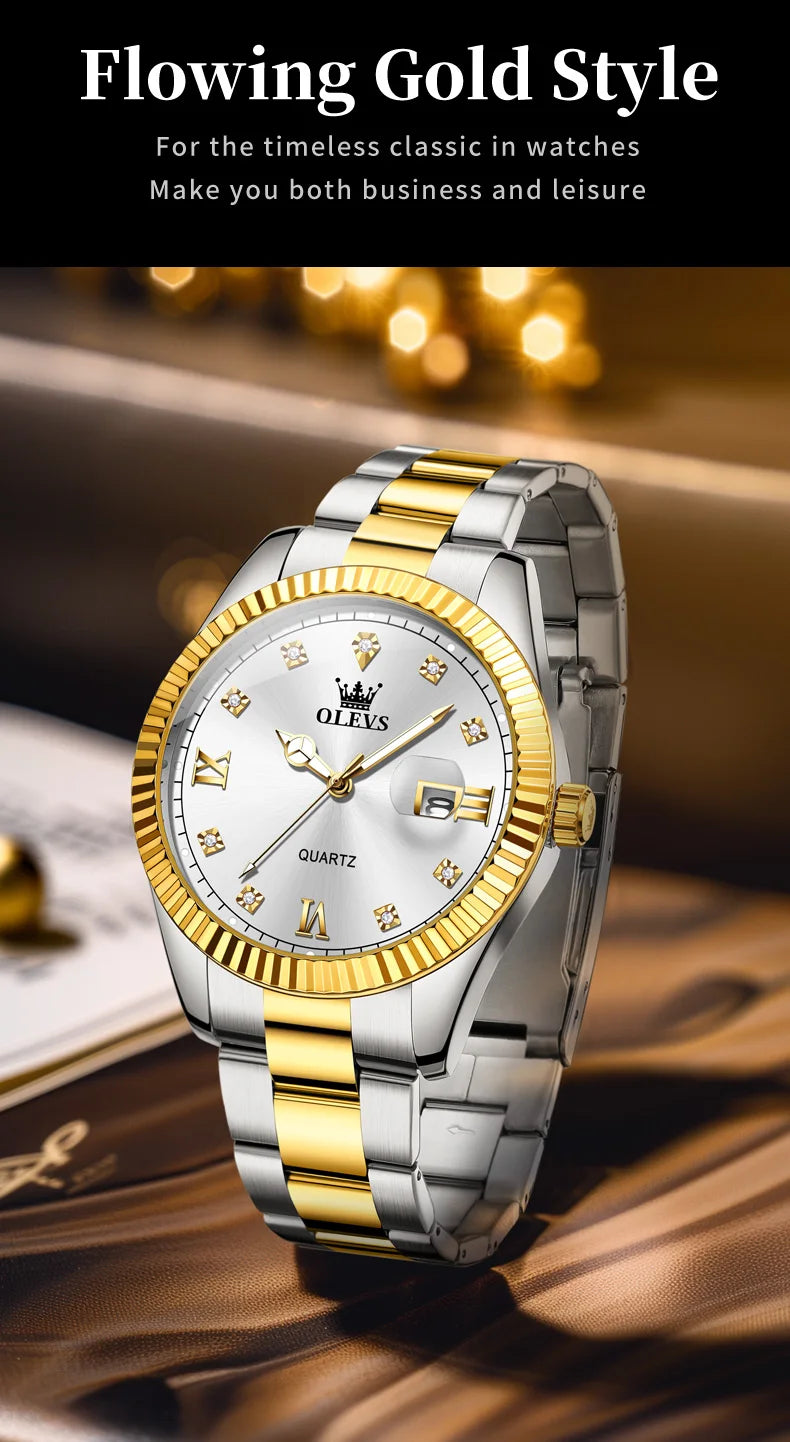 OLEVS 3623  Mens Watch Original Business Luxury Simple Brand Quartz Watch Waterproof Luminous Watch For Man Automatic Date Reloj