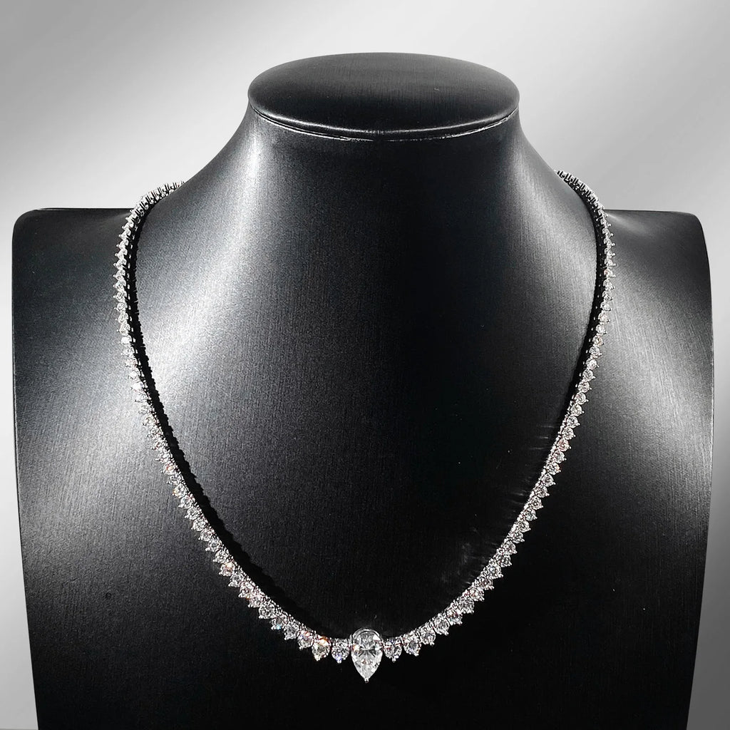 HORRIPAL DVVS1 3 Claws Pear Moissanite Necklace for Women 925 sterling Silver GRA Certified Elegant Luxury Wedding Fine Jewelry