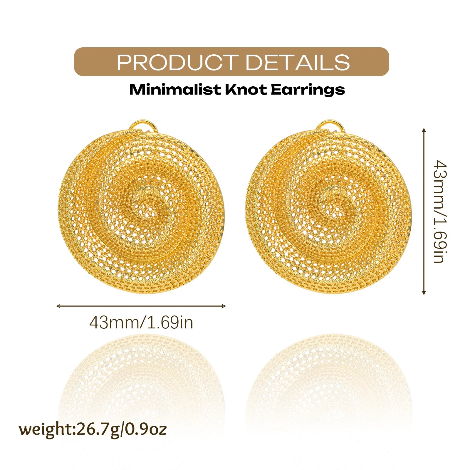 YTJX Hollow Circular Rotating Geometric Big Earrings Exaggerated Jewelry Accessories Daily Wear As Valentine's Day Gift For Wome