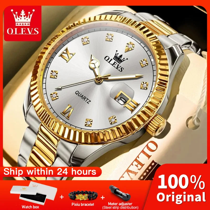 OLEVS 3623  Mens Watch Original Business Luxury Simple Brand Quartz Watch Waterproof Luminous Watch For Man Automatic Date Reloj