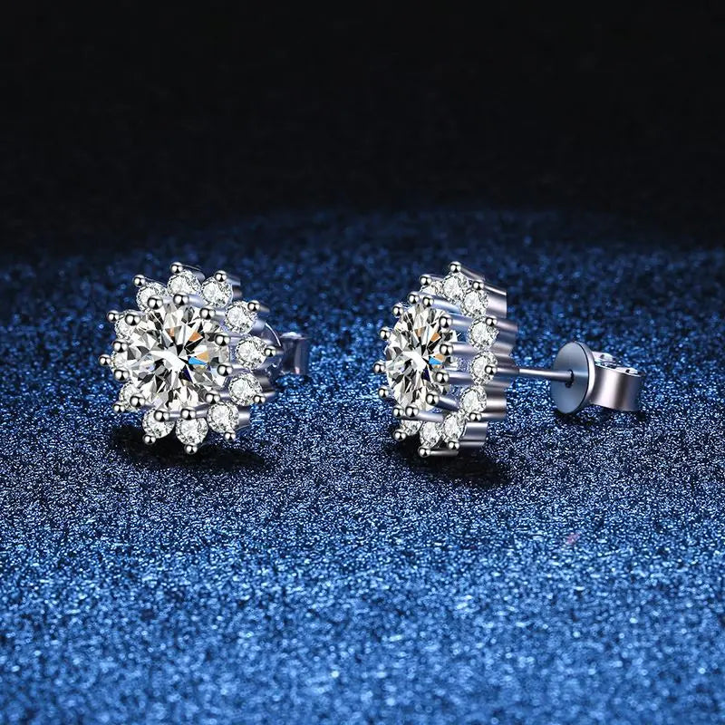 1.0 Ctx2 Pcs D Color VVS Women Moissantie Stub Earring 925 Sterling Silver Female Jewelry Women's Wedding Party Dating Gift