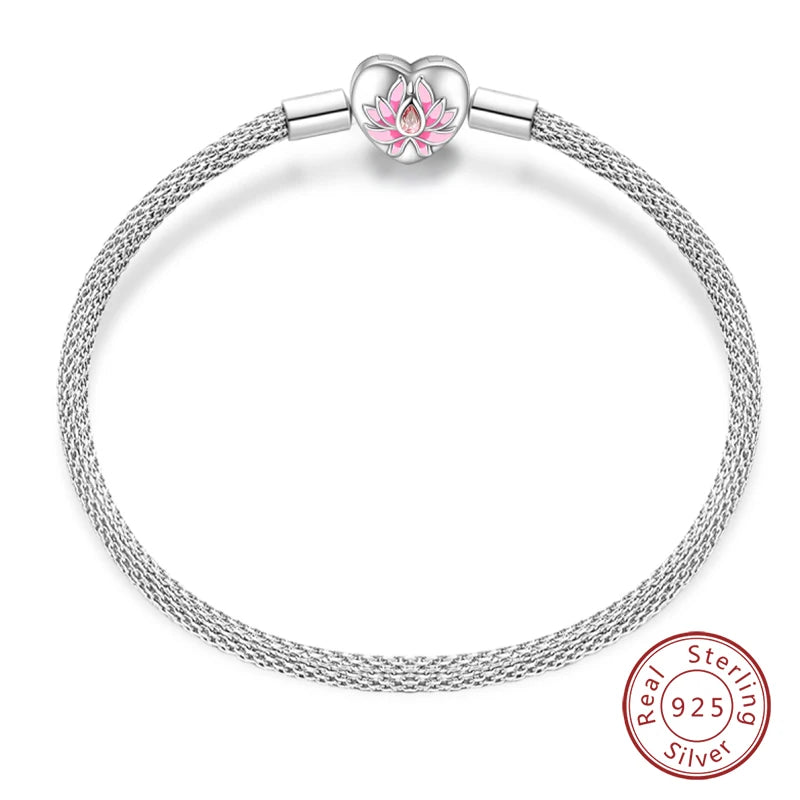 Bracelet Silver 925 Original 17-20CM Star Moon Sun Four Leaf Clover Green Zircon Bracelets Fit DIY Charms Birthday Jewelry Gifts
