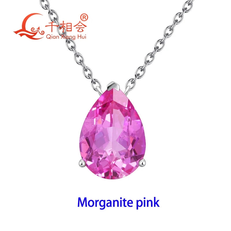 925 Silver Pear Shape 7ct 10x14mm Royal Blue/Cornflower Blue Lab Grown Created Sapphire Inclusions Stone Jewelry Pendant Necklac