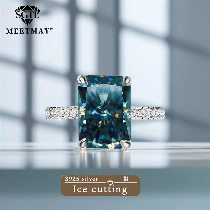 S925 Sterling Silver Tanzanite Blue Zircon Sparkle 5A Good Quality Ice Cut High Carbon Diamond Ladies Ring Fine Jewelry Women