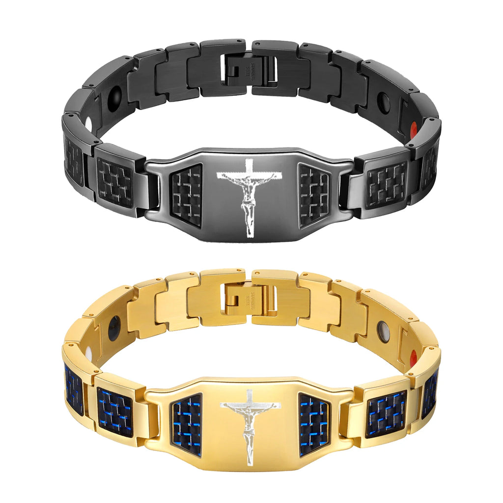 Germanium Black Healing Bracelet for Men Stainless Steel Magnetic Jewelry therapeutic Friendship for Joint Health Fashion Design