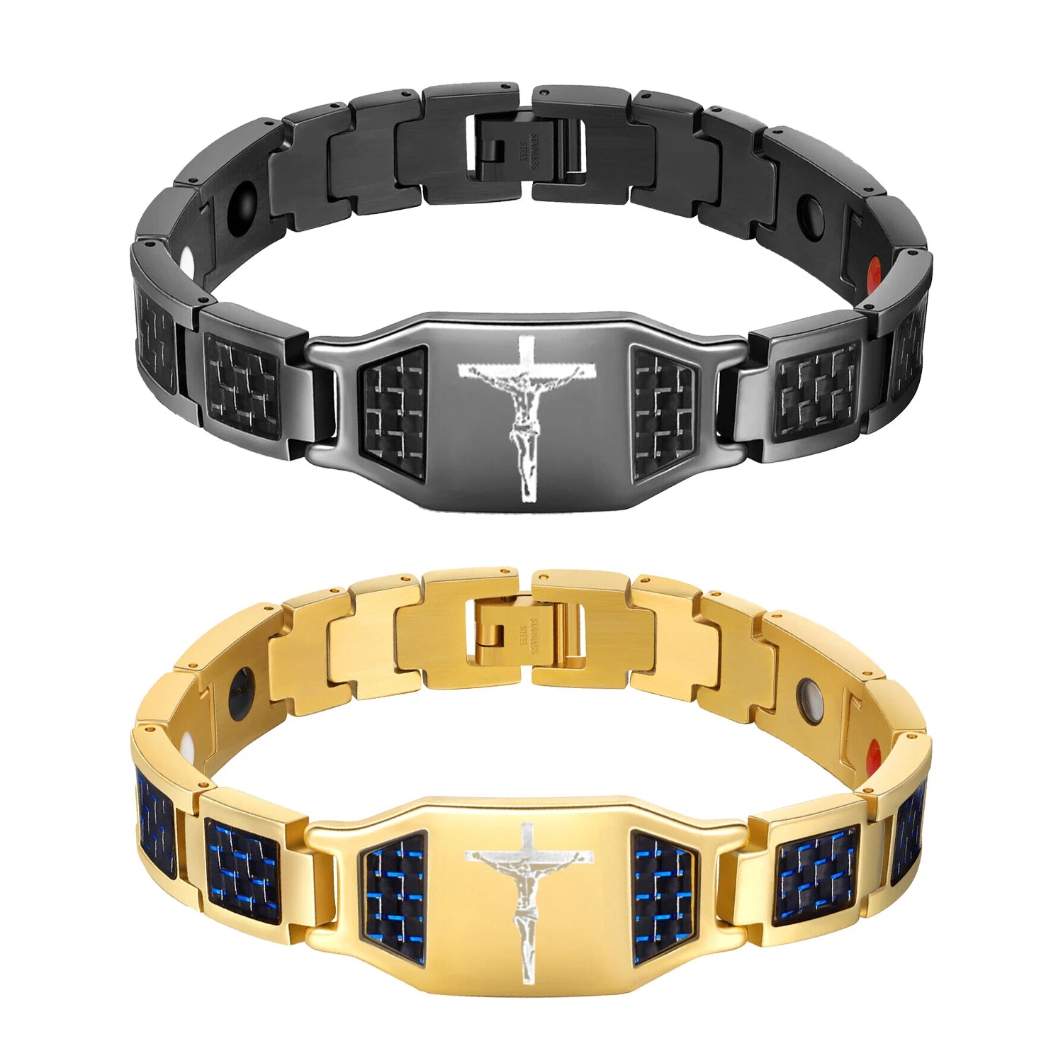 Germanium Black Healing Bracelet for Men Stainless Steel Magnetic Jewelry therapeutic Friendship for Joint Health Fashion Design