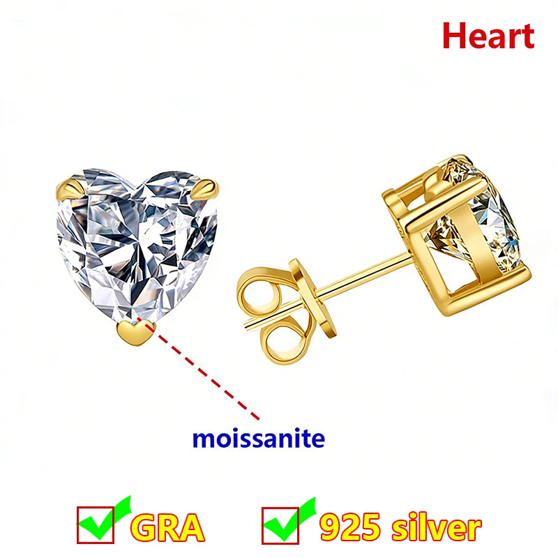 Premium 0.5ct-2ct Moissanite Earring For Women Classic Original 925 Sterling Silver Jewelry Moissanite Diamond Stud Earring