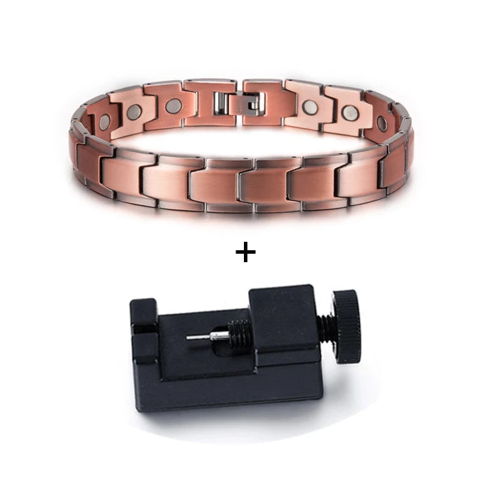 Vinterly Magnetic Pure Copper Bracelet Men 12mm Wide Wristband Metal Magnet Therapy Hand Chain Link Health Energy Male Jewelry