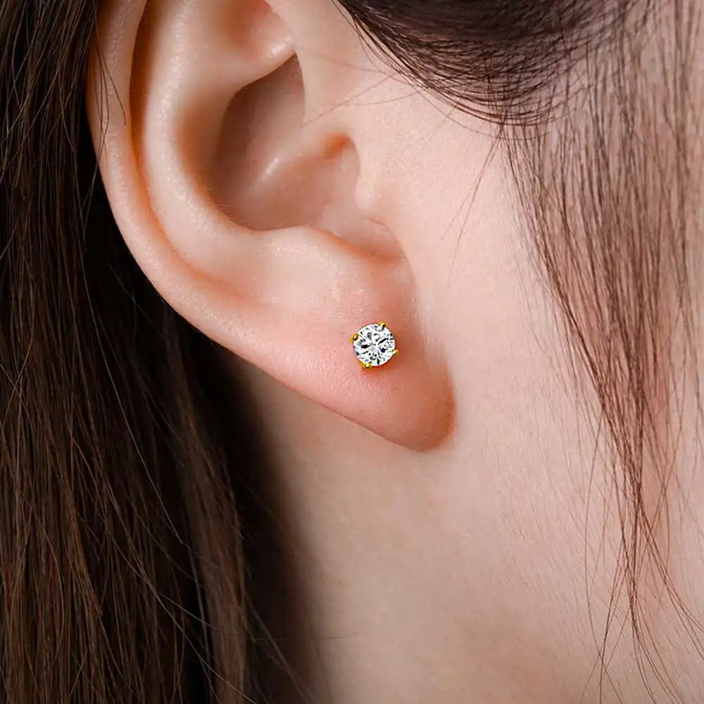 ICEBLING 4/5/6/8MM Moissanite Earrings for Women Pass Diamond Test VVS Ear Studs 925 Sterling Silver Classic Jewelry Gift