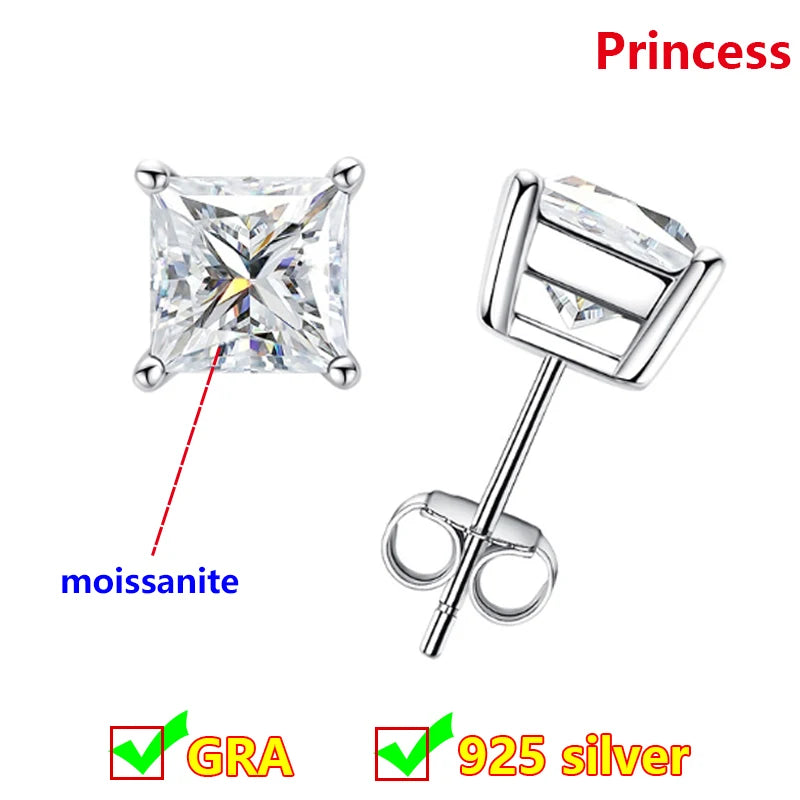 Premium 0.5ct-2ct Moissanite Earring For Women Classic Original 925 Sterling Silver Jewelry Moissanite Diamond Stud Earring