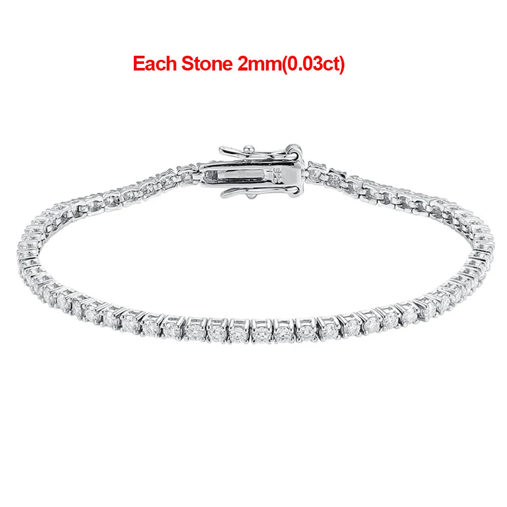 2-8mm D VVS1 Moissanite Tennis Bracelet For Women Men Sparkling Diamond GRA 925 Sterling Silver Plated 18k White Gold Bracelets