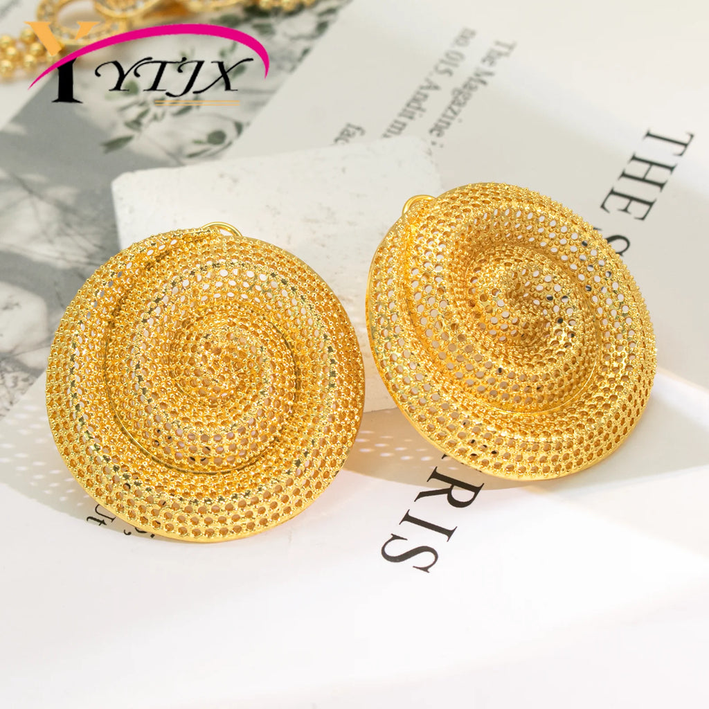 YTJX Hollow Circular Rotating Geometric Big Earrings Exaggerated Jewelry Accessories Daily Wear As Valentine's Day Gift For Wome
