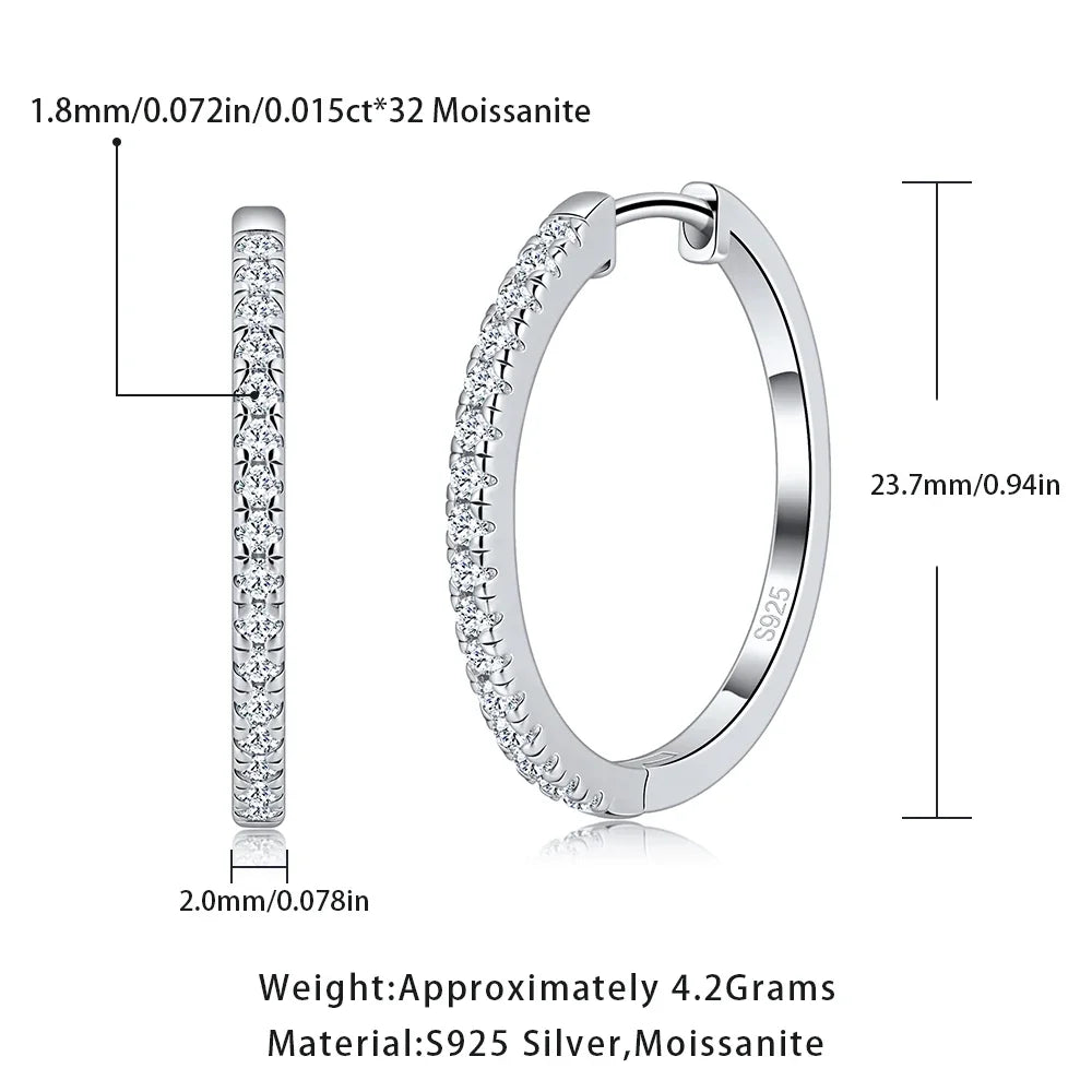 LinkerLove Moissanite Hoop Earrings S925 Sterling Silver Diamond Earrings 18K Gold Plated Trendy Jewelry for Bridal Wedding Gift