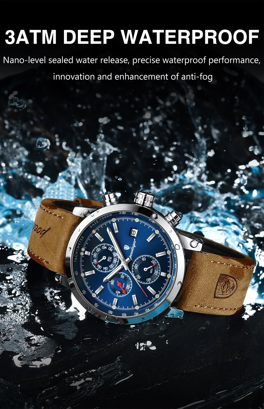 POEDAGAR Luxury Trendy Man Watch Date Waterproof Luminous Chronograph Men Watch Sports Male Stylish Leather Men's Quartz Watches