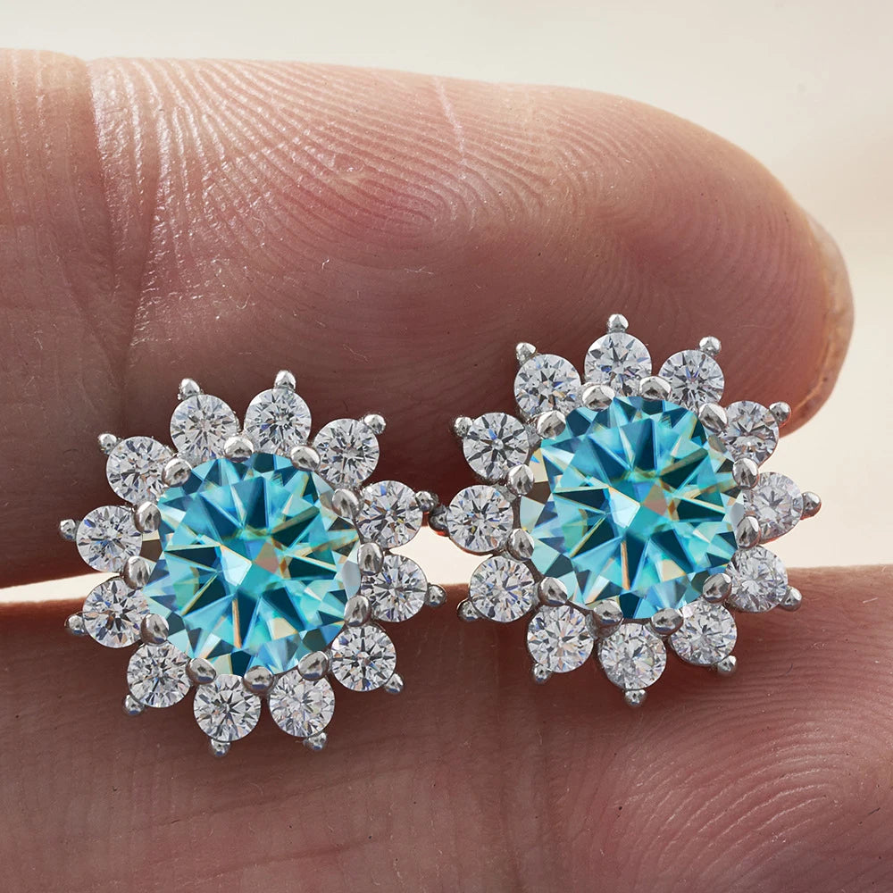 1.0 Ctx2 Pcs D Color VVS Women Moissantie Stub Earring 925 Sterling Silver Female Jewelry Women's Wedding Party Dating Gift