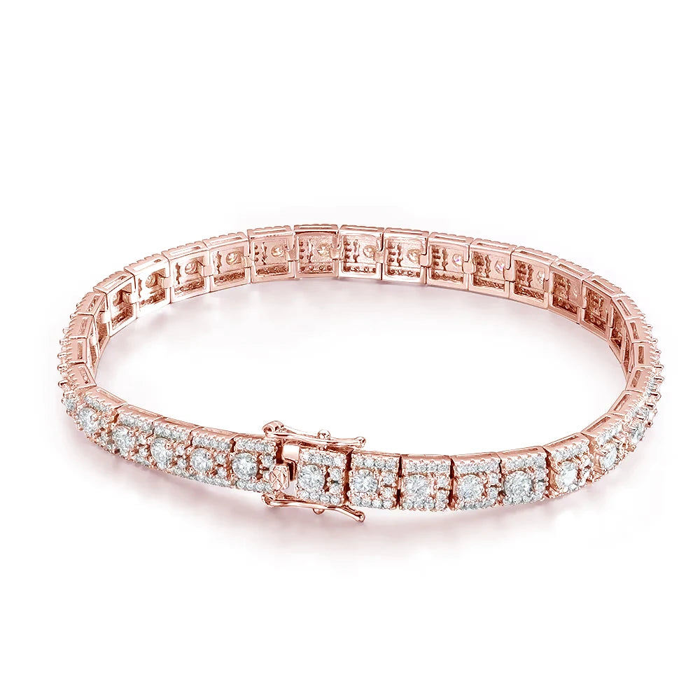 KNOBSPIN D VVS1 Moissanite Tennis Bracelet GRA Certified Lab Diamond 925 Sterling Silver 6mm Width Cuban Bracelets for Women Man