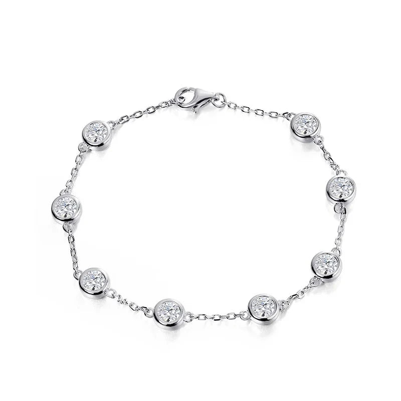 TBCYD 4mm D Color VVS1 Real Moissanite Chain Bracelets 2.4CT Moissanite GRA S925 Silver Wedding Party Hand Jewelry For Women