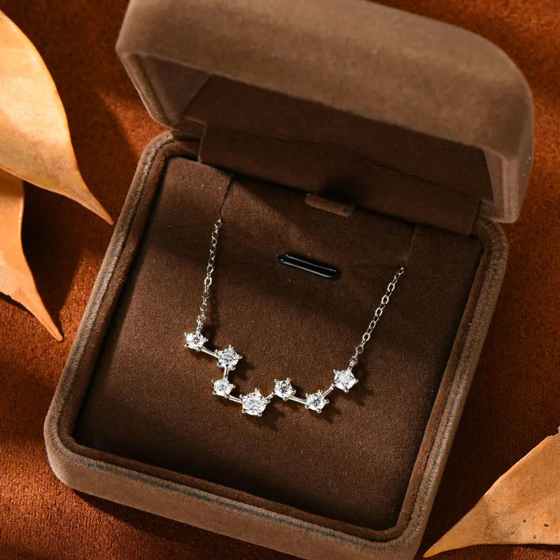 RAPRGOLD D Color VVS1 Certified Moissanite Big Dipper Pendant Necklaces S925 Sterling Silver Women's Jewelry Chains for Wedding