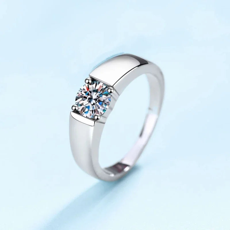 Lover Rings Women Engagement Men 18K White Gold Wedding Band 0.5/1CT Moissanite Diamond Valentine's Day PT950 Girl Birthday Gift