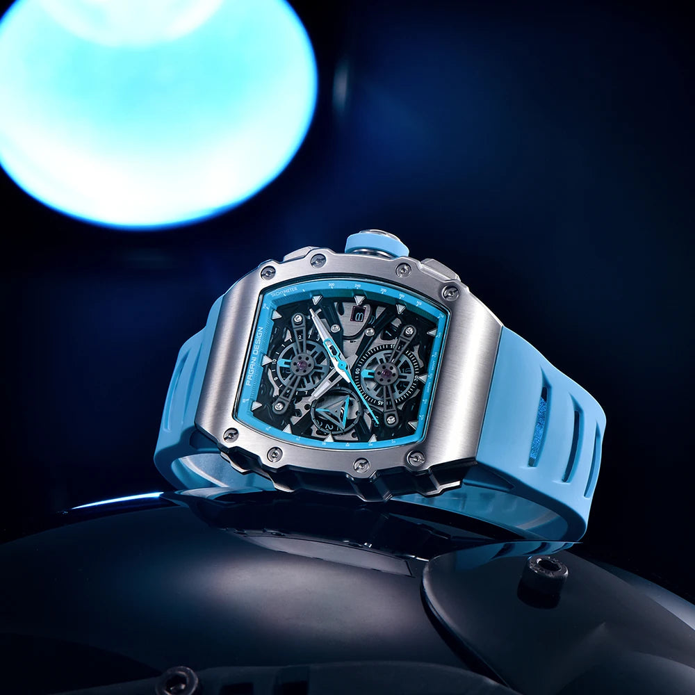 PAGANI DESIGN New 40MM Bucket Shaped Hollow Leisure Fashion Men's Quartz Watch Sapphire Glass Quartz Watch Clock