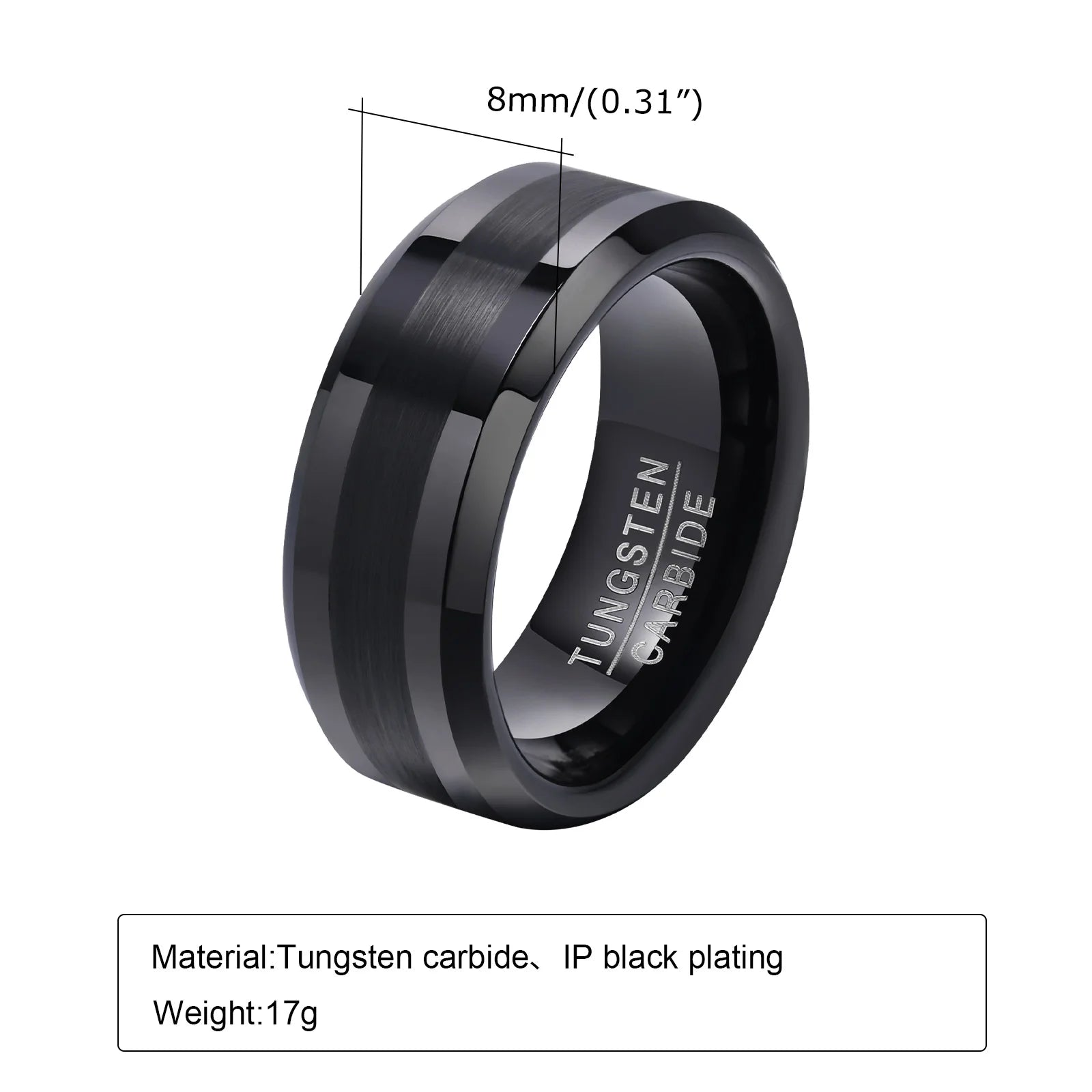 8MM Classic Look Tungsten Carbide Matte Men's Ring in Tone Wedding Band Comfort fit Anel Aneis Male Jewelry