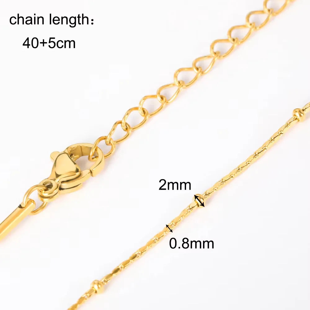 10pcs/Lot 45cm Stainless Steel 304 Link Necklace For Women Jewelry Making Accessories Diy Handmade Supplies Golden Silvery Chain