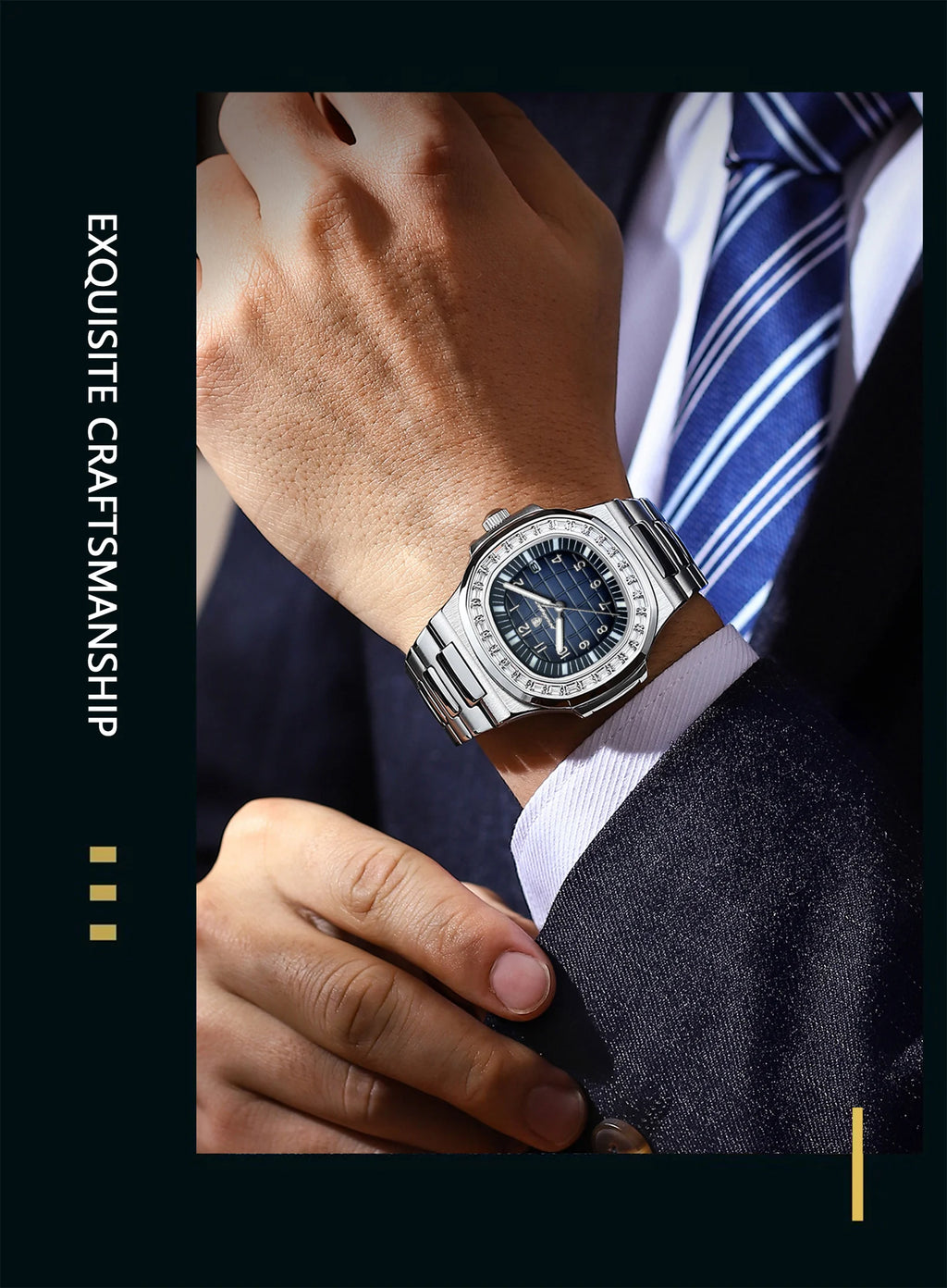 POEDAGAR Luxury Square Watches for Men Waterproof Luminous Date Man Wristwatch Stainless Steel Fashion Men's Quartz Watch Reloj