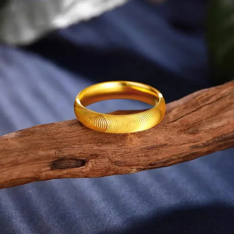 Wholesale 24K AU999 High - Quality Pure Gold Cats Eye Ring, Fashionable Simple Style for Couples, Metal Stamp Included