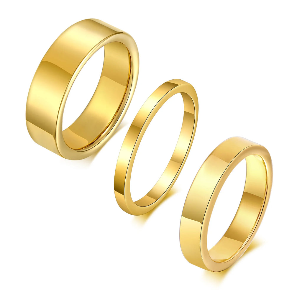 2/4/6/8mm Tungsten Carbide Ring for Men Women,Gold Plated Stacker Band, Pinky Ring Thumb Rings,Mid Finger Rings Gift
