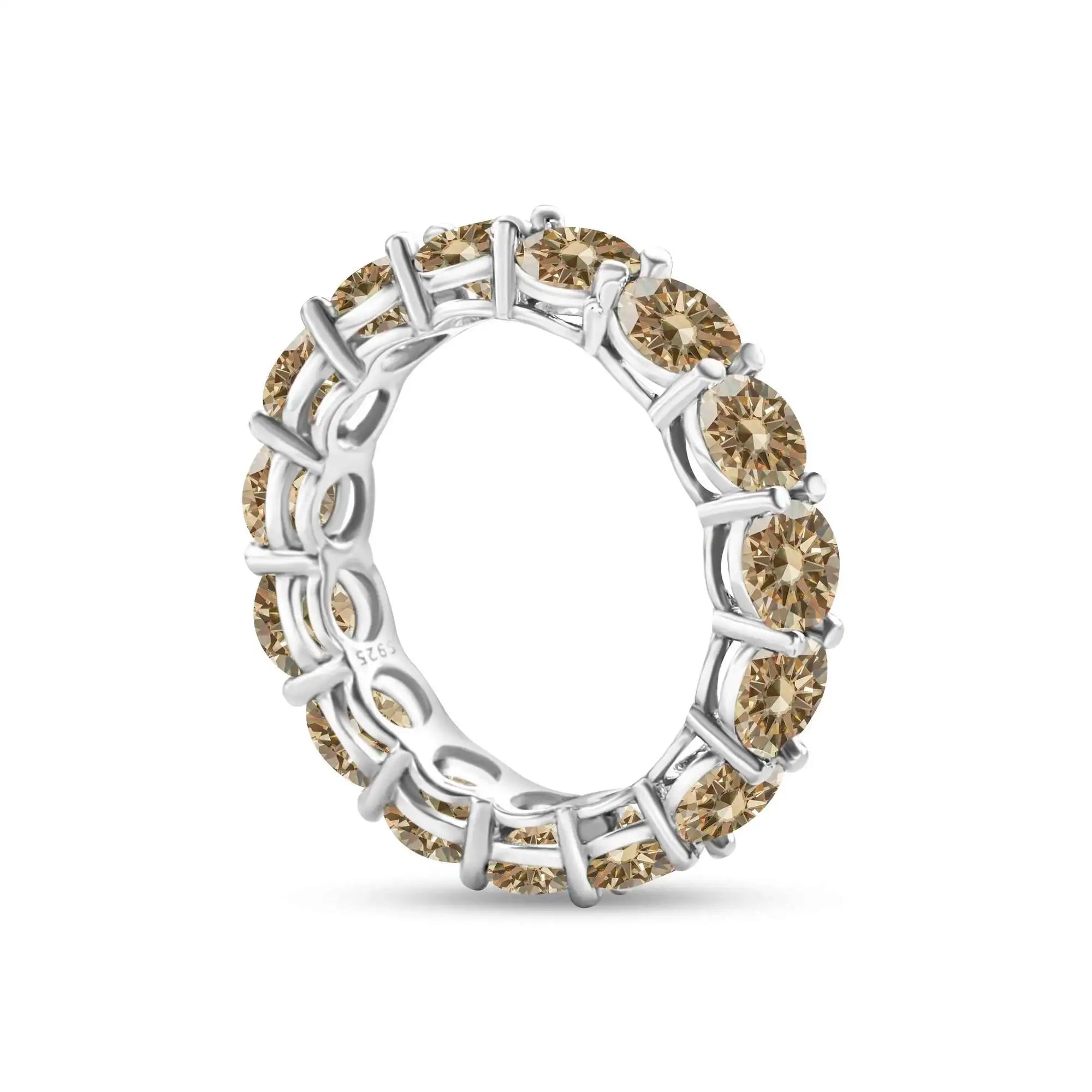 5mm 7ct Colorful Moissanite Ring 925 Sliver Plated With White Gold Wedding Band Eternity Band Engagement Rings For Women Jewelry
