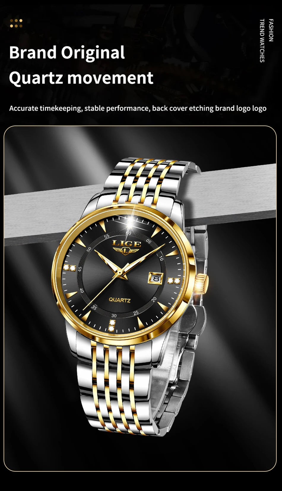 LIGE Luxury Quartz Wristwatches Mens Watch Stainless Steel Watches Luminous Date Waterproof Outdoor Diving Sports Watch reloj