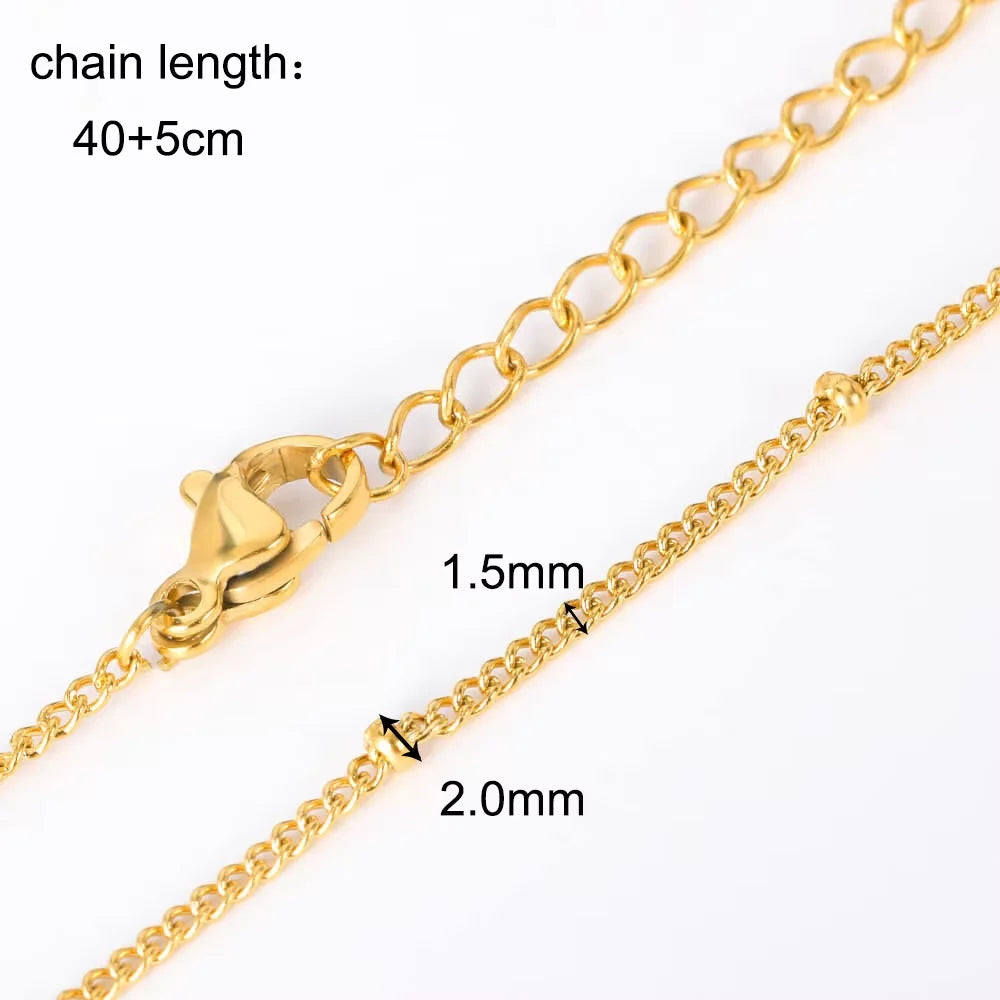 10pcs/Lot 45cm Stainless Steel 304 Link Necklace For Women Jewelry Making Accessories Diy Handmade Supplies Golden Silvery Chain