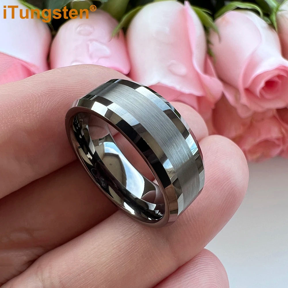 iTungsten 6mm 8mm Engagement Wedding Band Gold Plated Tungsten Finger Ring for Men Women Couple Fashion Jewelry Comfort Fit