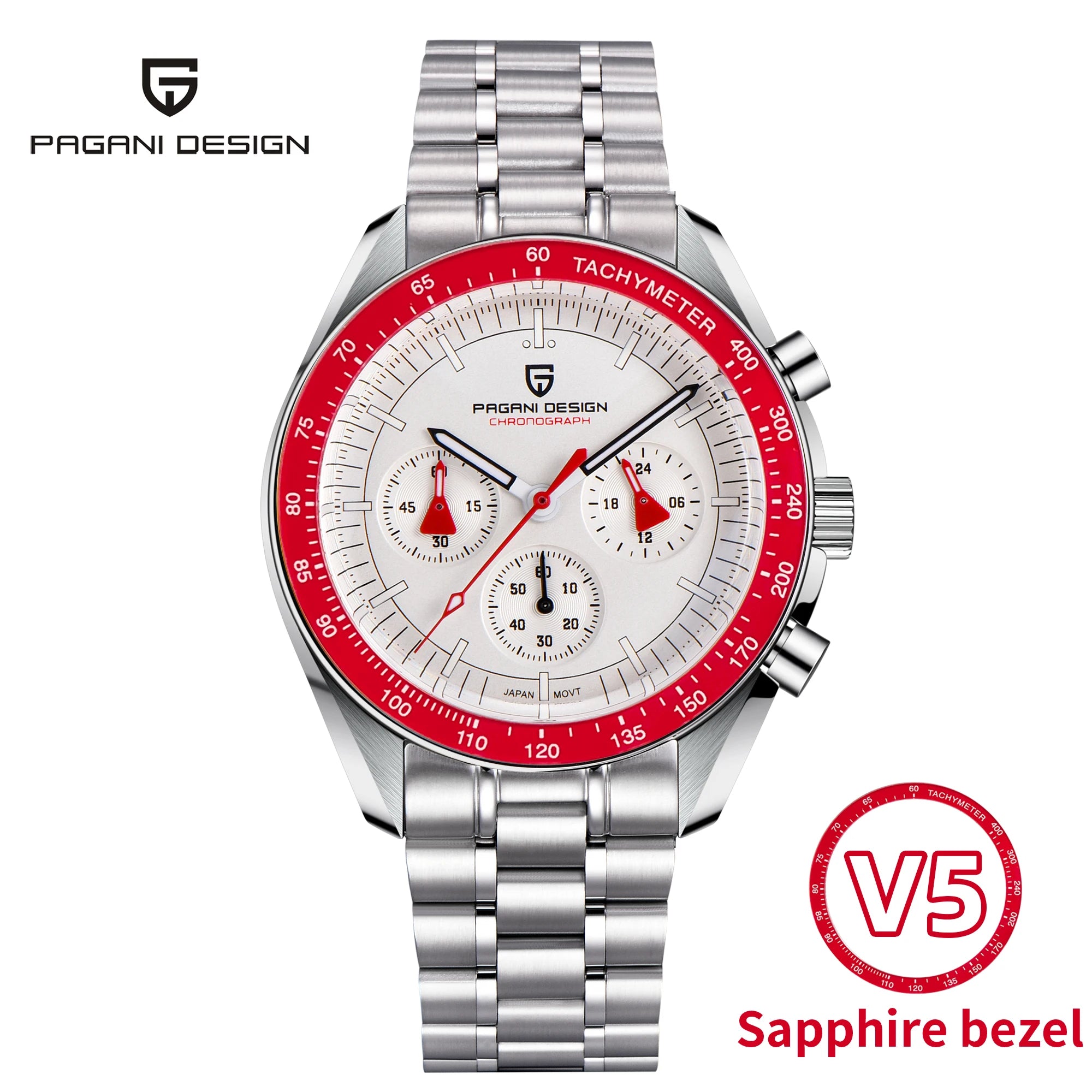 PAGANI DESIGN Silver Gold Moon Watches Luxury Quartz Watch For Men Auto Date Chronograph AR Sapphire crystal watch Men 2025 New